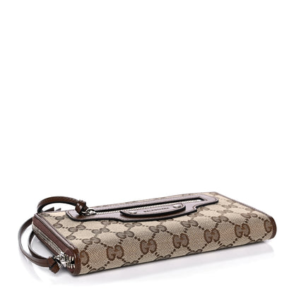Balenciaga X GUCCI GG Monogram Azalea Calfskin Neo Classic Zip Around Wallet Beige Ebony Brown Sugar 4 of 10