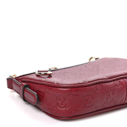 Gucci GG Calfskin Embossed Emblem Mini Shoulder Bag Rosso Ancora 9 of 10