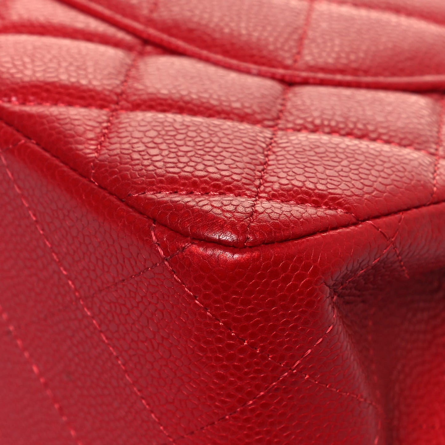 Caviar Quilted Jumbo Double Flap Red