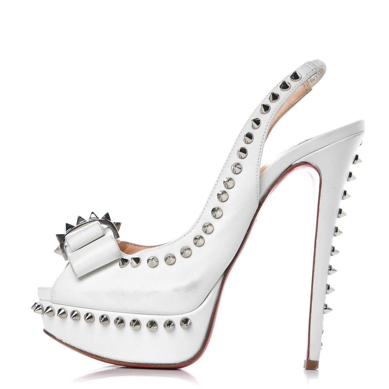Christian Louboutin Calfskin Lady Clou Spikes VIP 150 Pumps 36.5 White 1 of 13