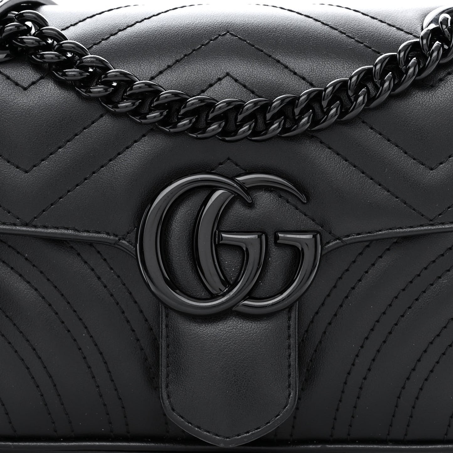 Calfskin Matelasse Monochrome Mini GG Marmont Shoulder Bag Black