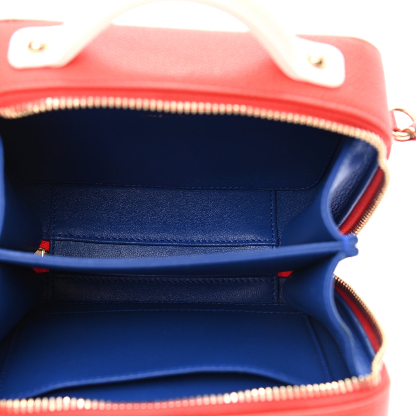Caviar Quilted Small CC Filigree Vanity Case Blue White Red