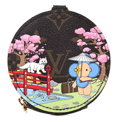 Louis Vuitton Monogram 2021 Christmas Animation Japanese Garden Round Coin Purse Wisteria Pink 1 of 6