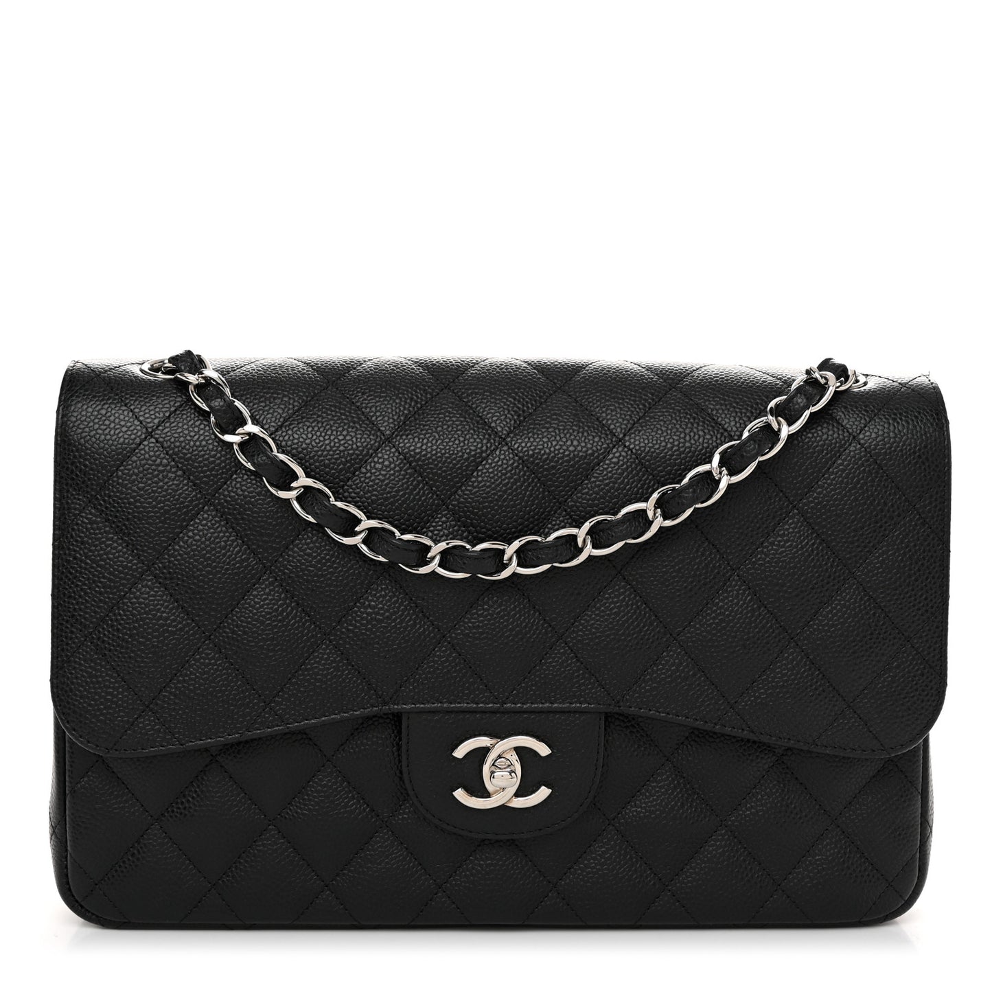 Caviar Quilted Jumbo Double Flap Black