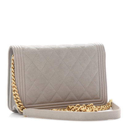 Chanel Caviar Quilted Boy Wallet On Chain WOC Grey 3 of 10