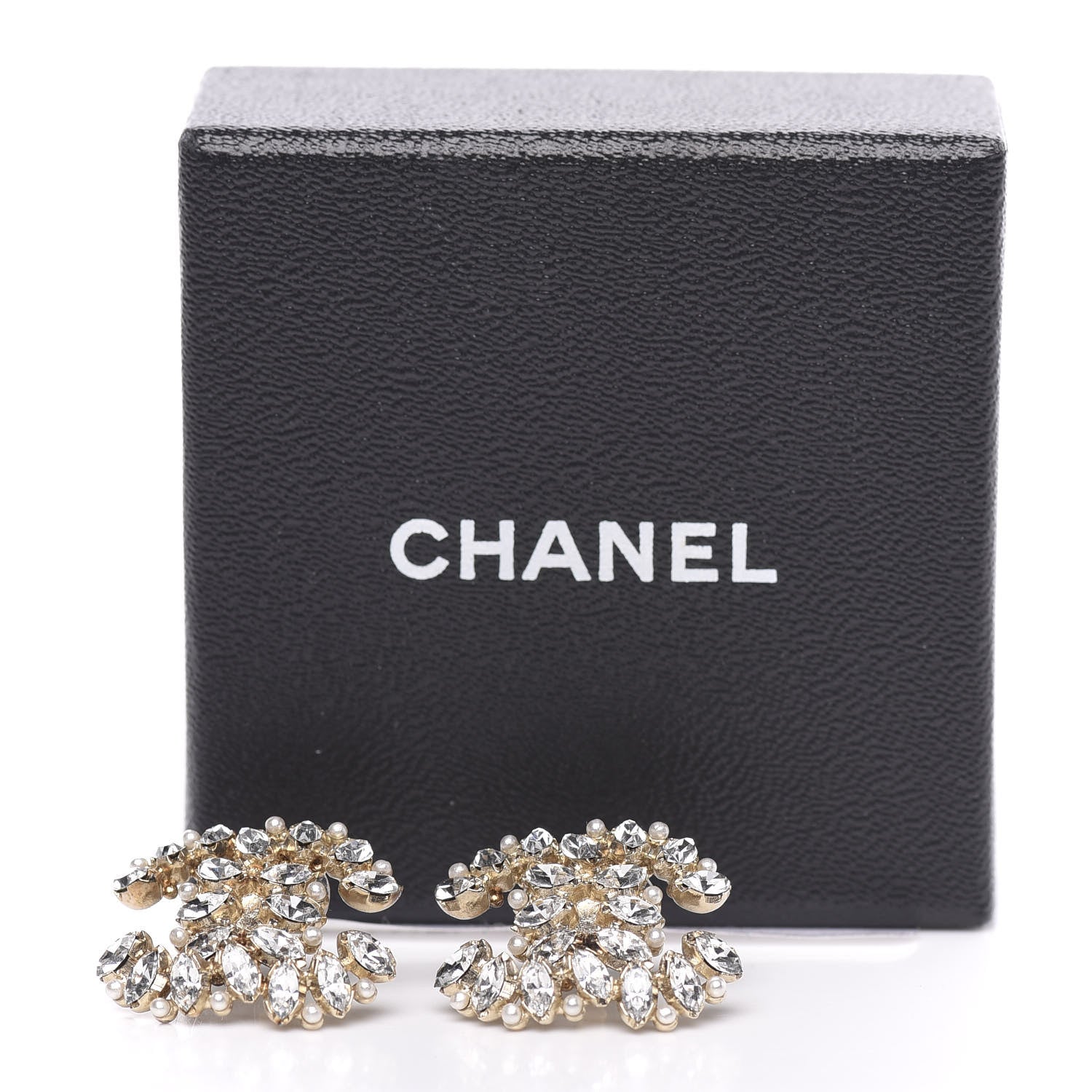 Chanel Pearl Crystal CC Earrings Gold 5 of 5