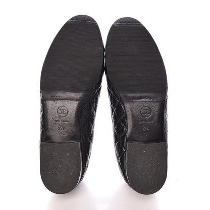 Chanel Aged Calfskin Quilted CC Cap Toe Ballerina Flats 37.5 Black 5 of 13