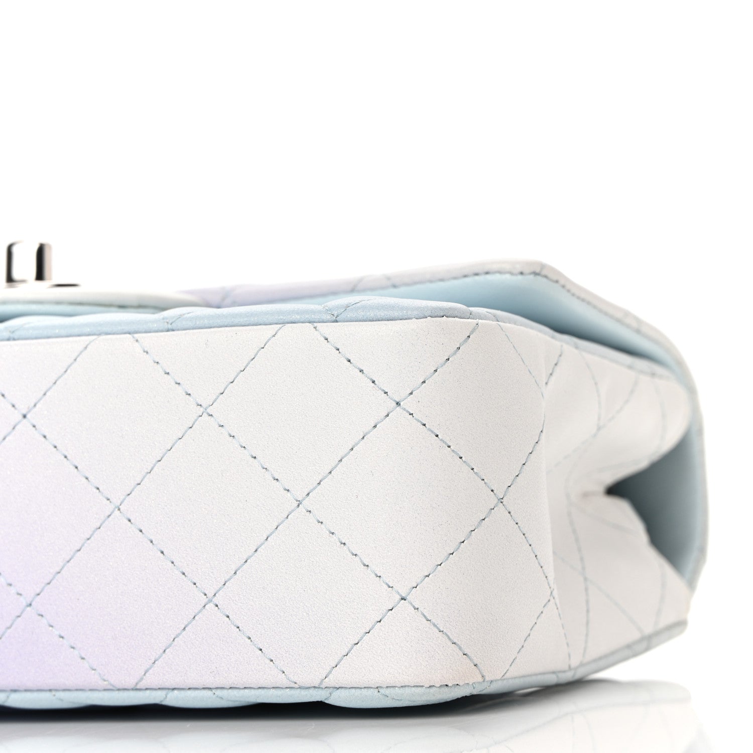 Chanel Perforated Lambskin Quilted Mini Rectangular Flap Light Blue Light Purple White 9 of 10