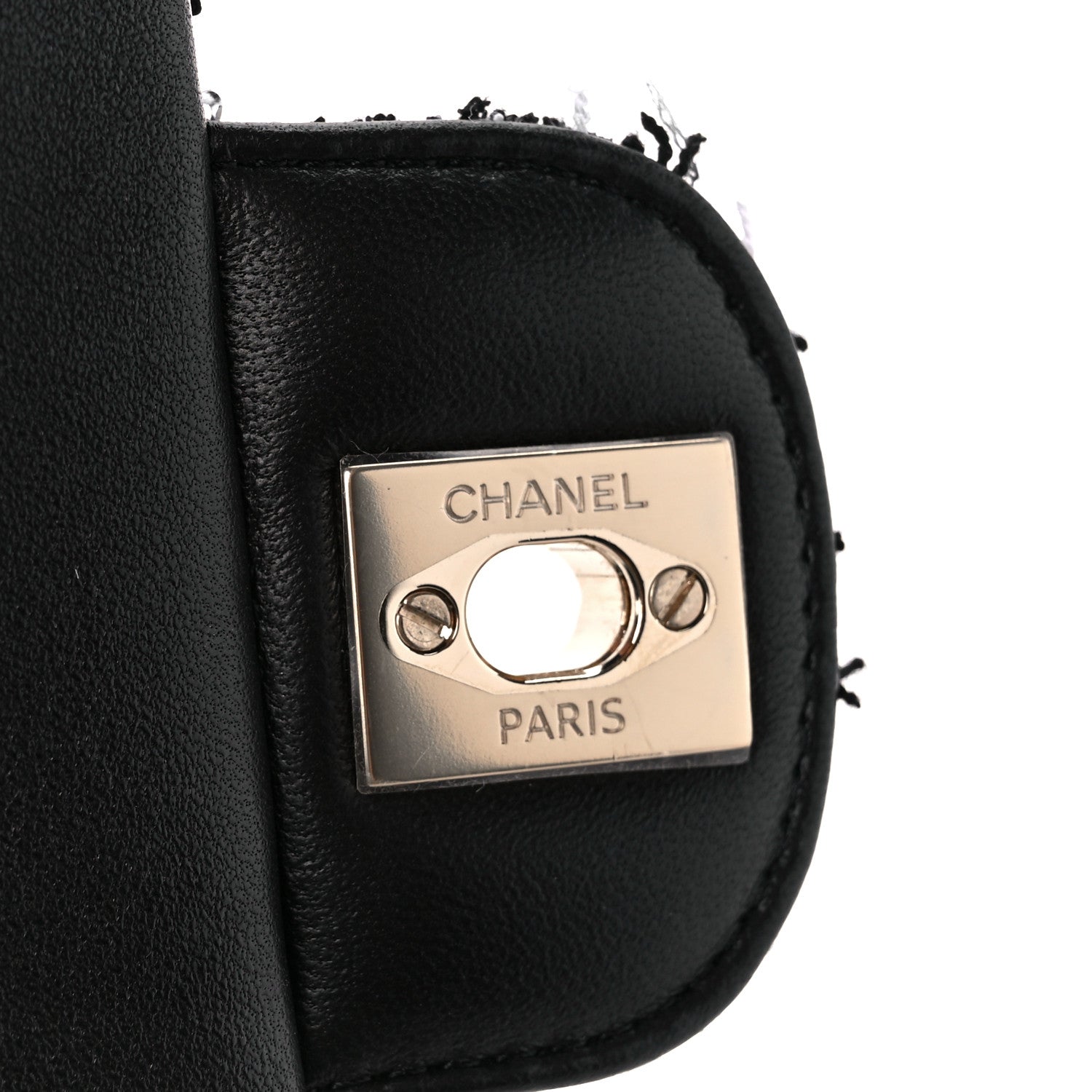 Chanel Tweed Quilted Mini Top Handle Rectangular Flap Black White 7 of 13