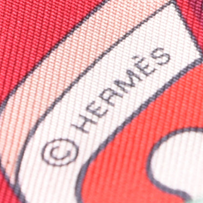 Hermes Silk Balade en Berline Twilly Vert Rose Poudre Rouge 5 of 5