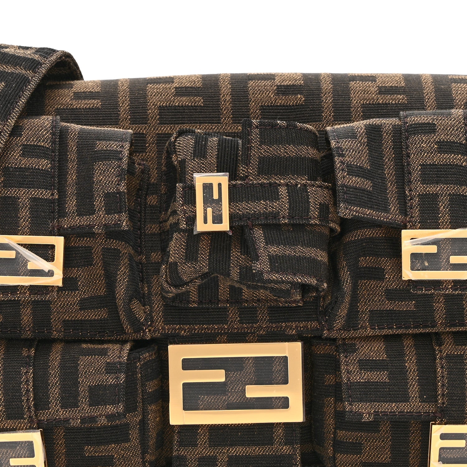 Fendi Fabric Jacquard FF 1974 Multipocket Baguette Tobacco Moro 9 of 11