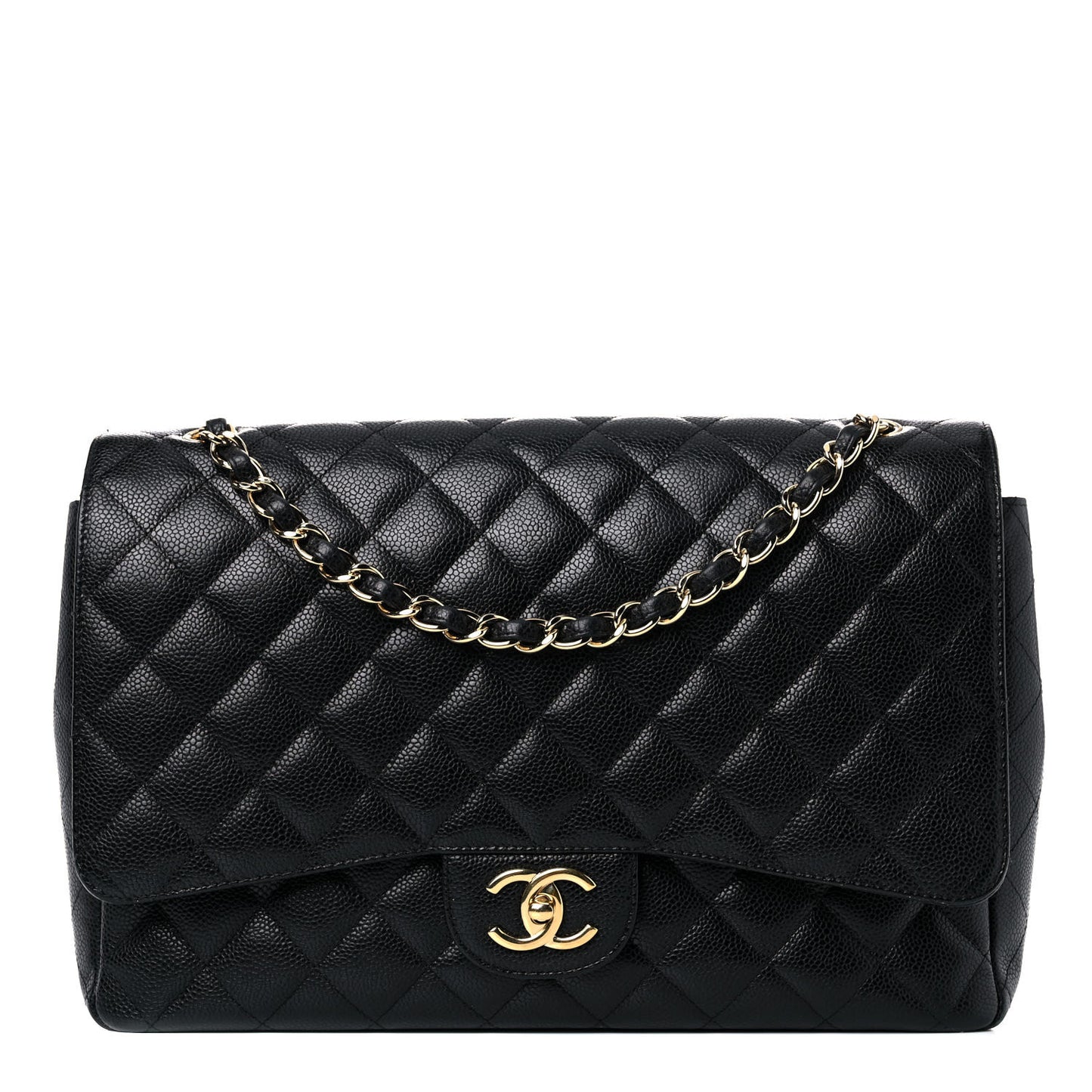 Caviar Quilted Maxi Double Flap Black