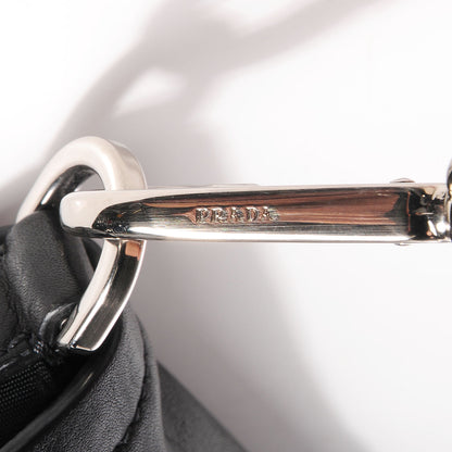 Prada Lambskin Tessuto Nylon Tassel Shoulder Bag Black 9 of 10