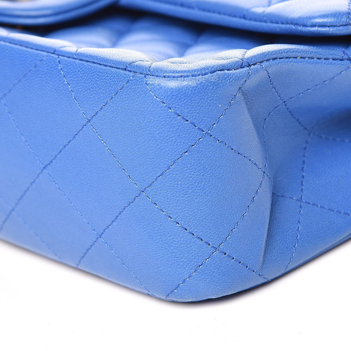 Lambskin Quilted Medium Double Flap Blue