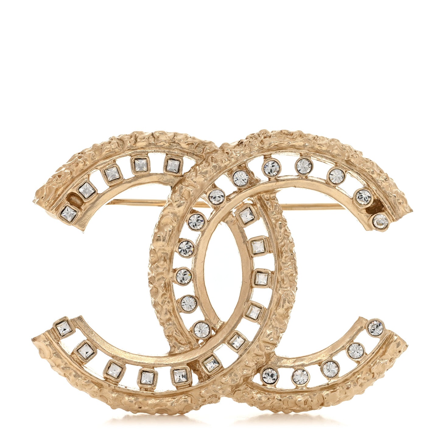 Crystal CC Brooch Gold