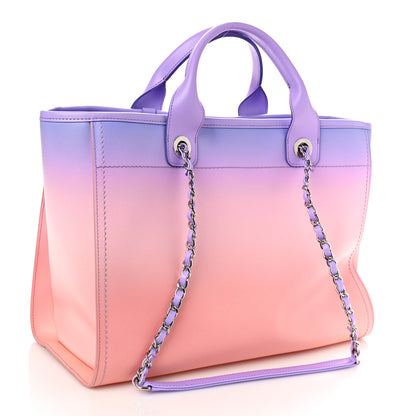 Chanel Shaded Calfskin Medium Deauville Tote Light Purple Pink Coral 4 of 11