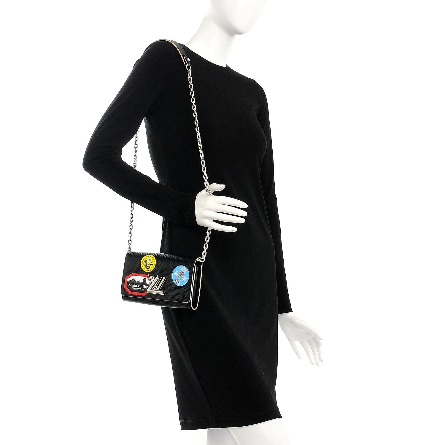 Louis Vuitton Epi World Tour Twist Chain Wallet Black 2 of 8