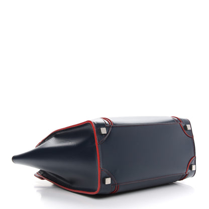 Celine Satin Debossed Calfskin Micro Luggage Navy Blue 4 of 9