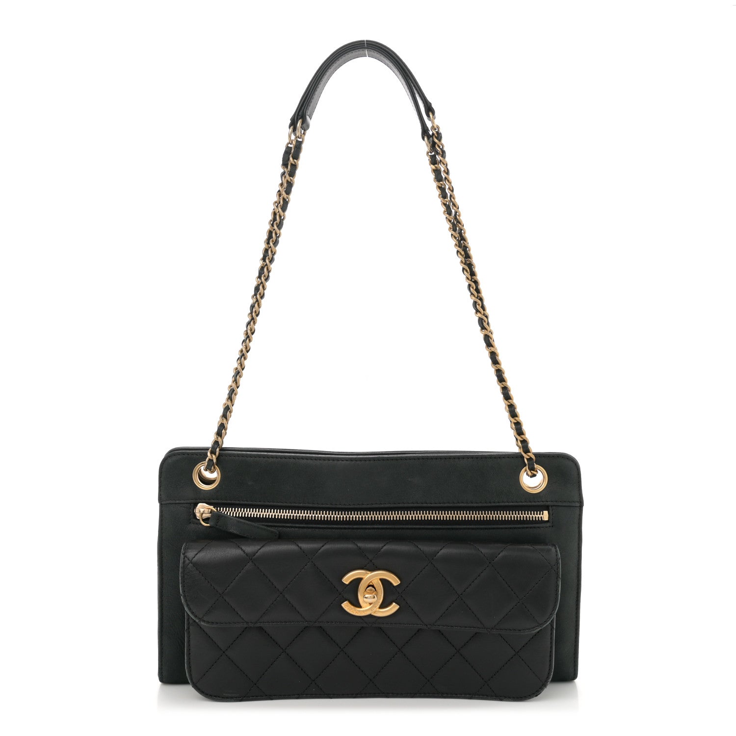 Chanel Iridescent Calfskin Quilted In & Out Camera Case Black 1 of 11