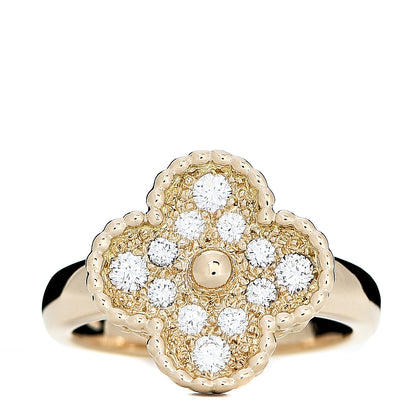 Van Cleef & Arpels 18K Yellow Gold Diamond Vintage Alhambra Ring 50 5.25 1 of 4