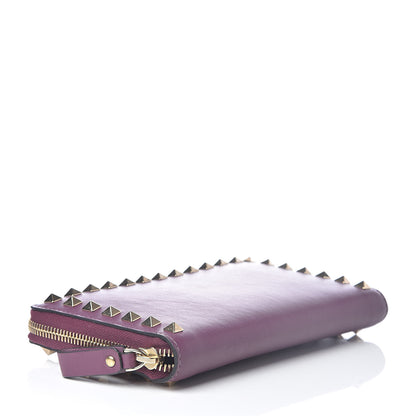 Valentino Garavani Calfskin Rockstud Zip Around Wallet Purple Violet 4 of 7