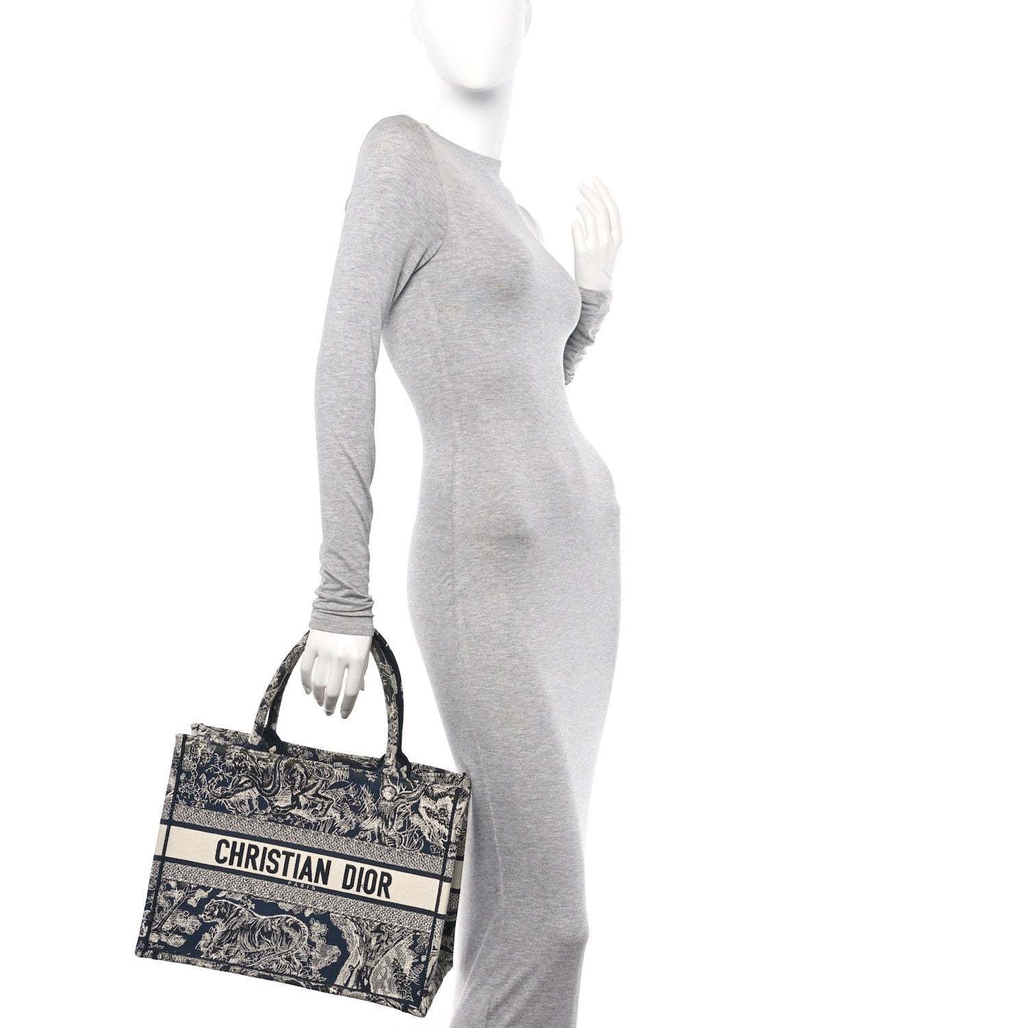 Christian Dior Canvas Embroidered Medium Toile De Jouy Reverse Book Tote Blue 2 of 13