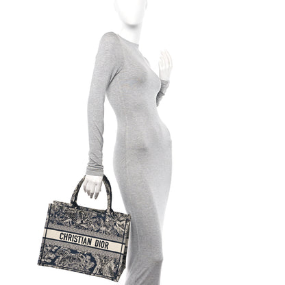 Christian Dior Canvas Embroidered Medium Toile De Jouy Reverse Book Tote Blue 2 of 13