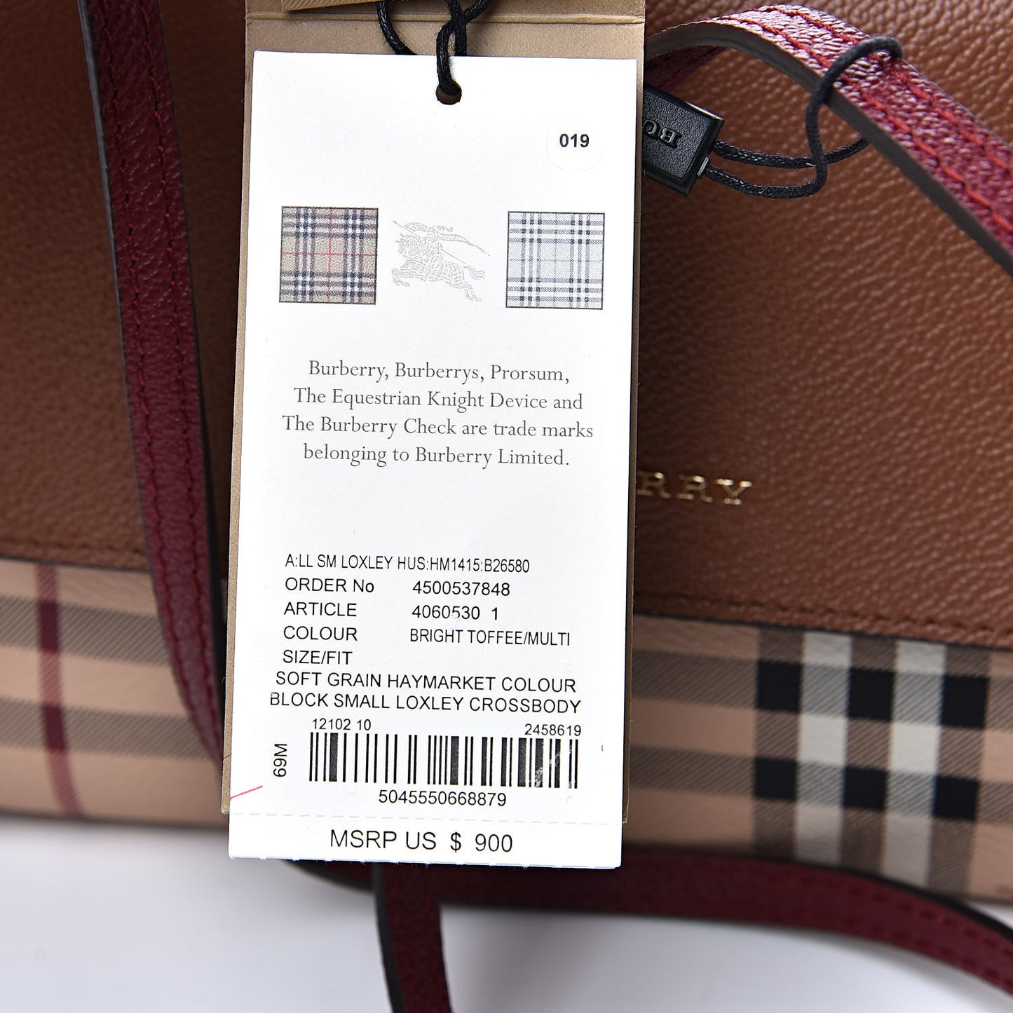 Haymarket Check Small Loxley Crossbody Bright Toffee