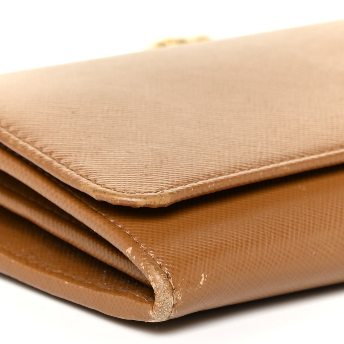 Saffiano Metal Oro Chain Wallet Caramel