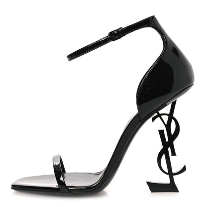 Saint Laurent Patent Calfskin Opyum 110 Sandals 38 Black 1 of 11