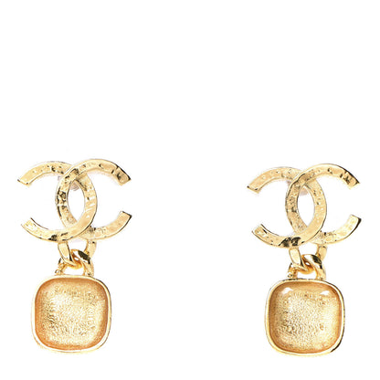 Chanel Metal Natural Stones CC Drop Earrings Gold 1 of 5