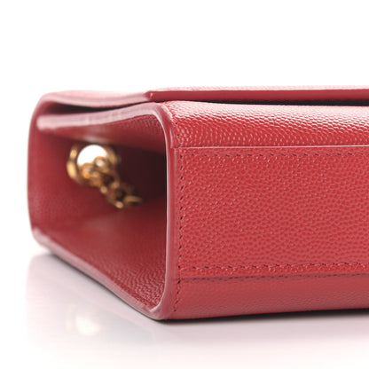 Saint Laurent Grain De Poudre Medium Monogram Kate Satchel Red 9 of 11