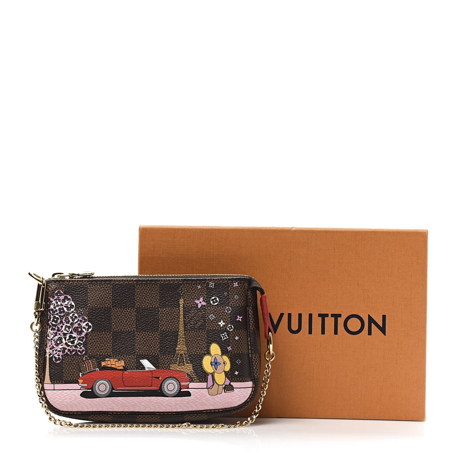 Damier Ebene 2019 Christmas Animation Mini Pochette Accessories Red