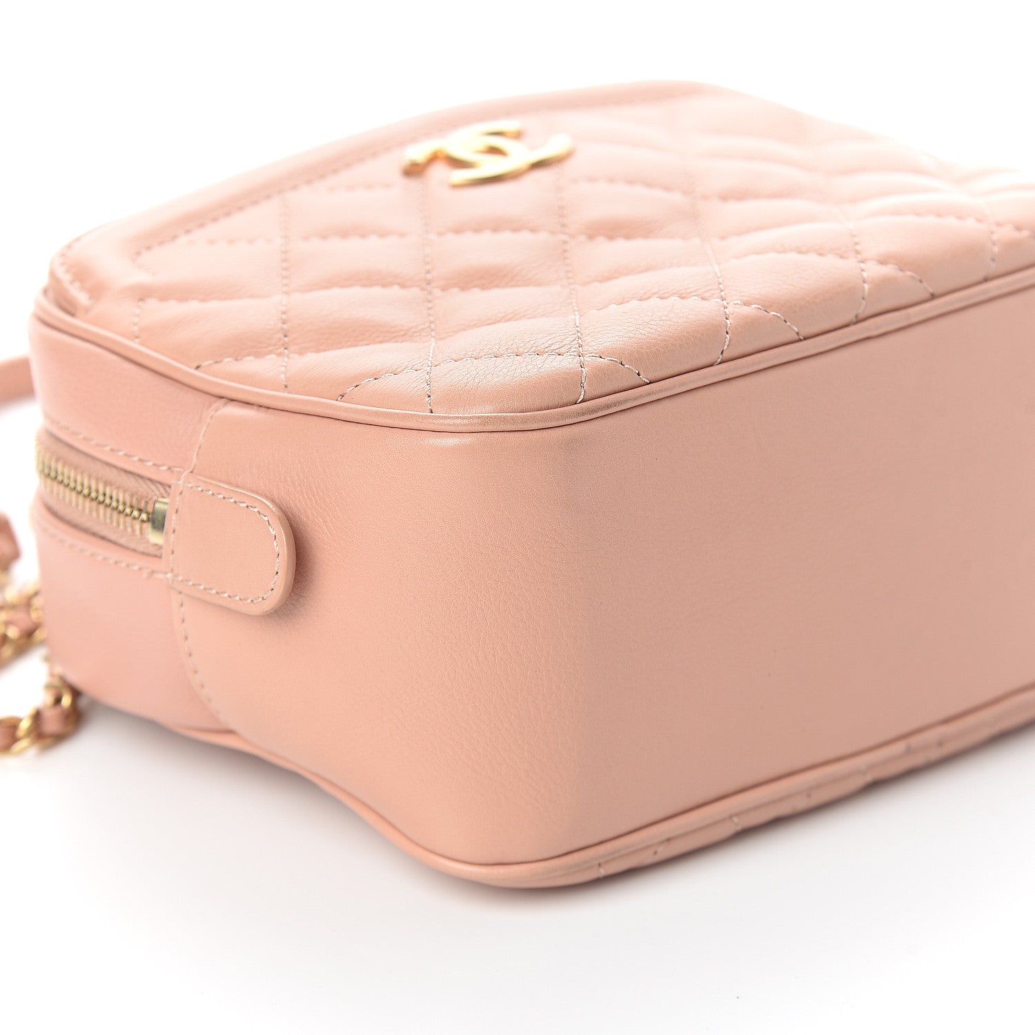 Chanel Calfskin Quilted CC Small Vanity Case Dark Beige 7 of 8