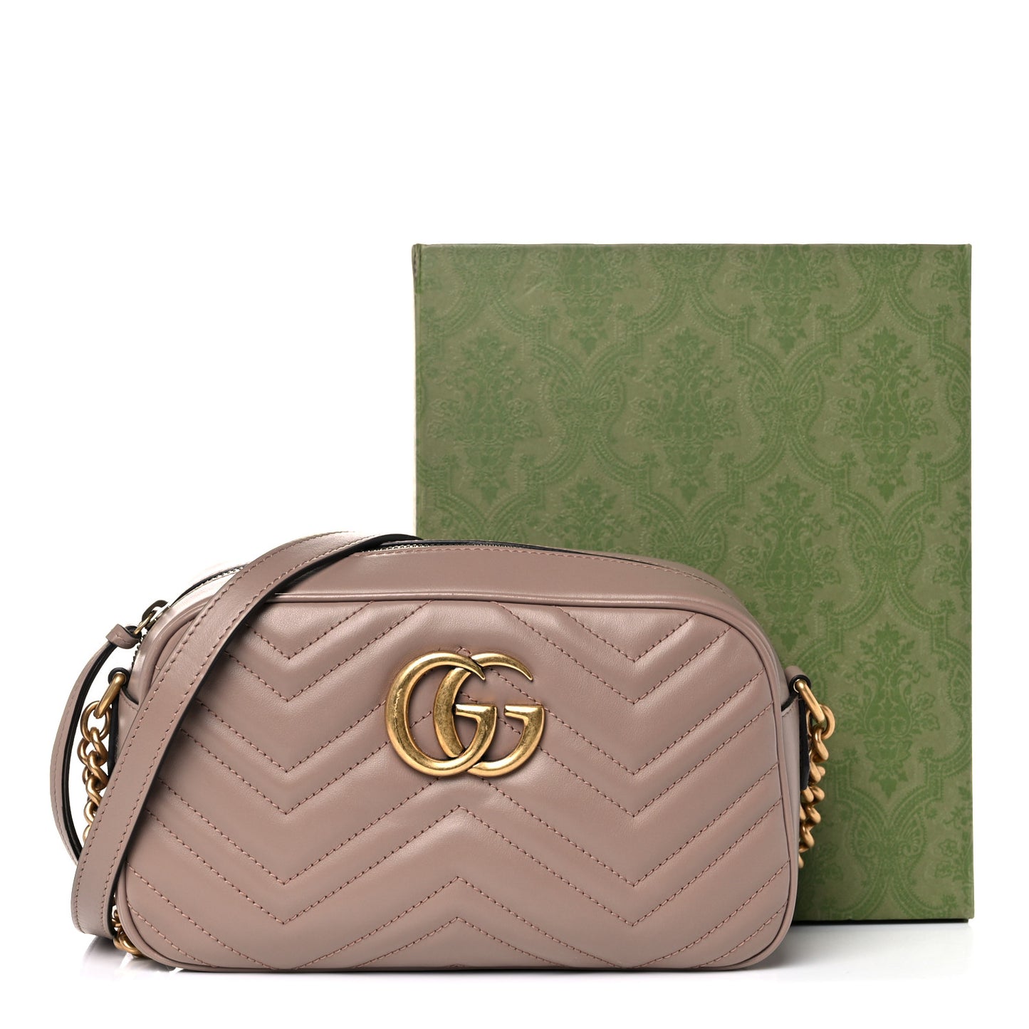 Calfskin Matelasse Small GG Marmont Chain Shoulder Bag Porcelain Rose