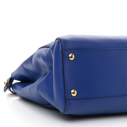 Fendi Vitello Morgan Fabric Jacquard Pequin Medium Peekaboo Iconic Satchel Blue Neon Tobacco 11 of 13