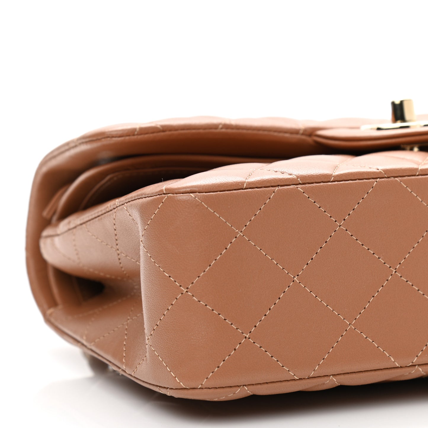 Lambskin Quilted Small Double Flap Brown