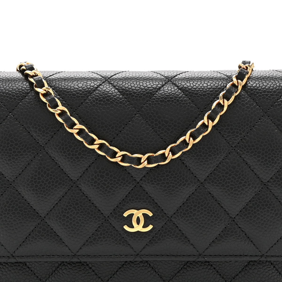 Caviar Quilted Wallet on Chain WOC Black