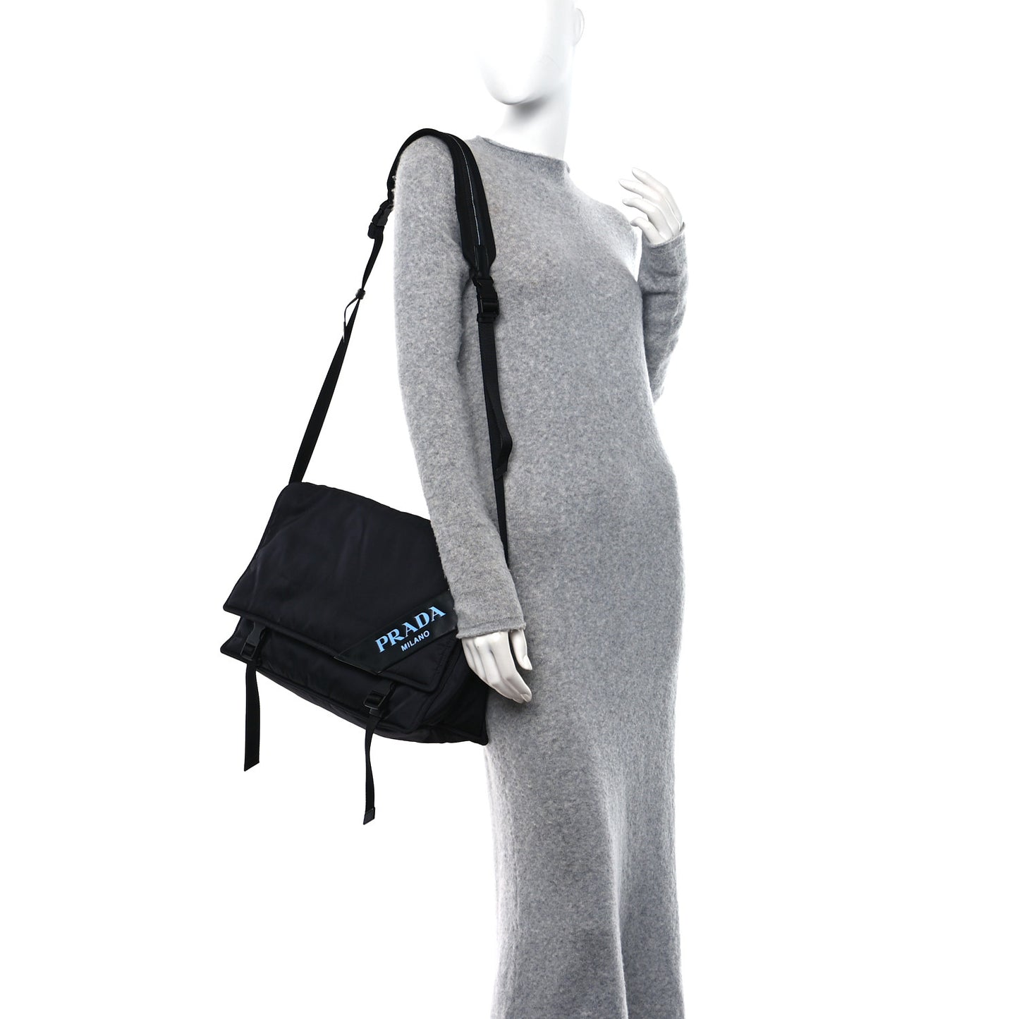 Tessuto Nylon Saffiano Logo Messenger Bag Black
