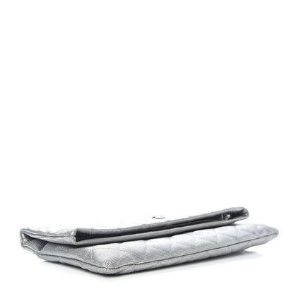 Chanel Metallic Calfskin Quilted Pixel Effect CC Beauty Clutch Silver 4 of 7