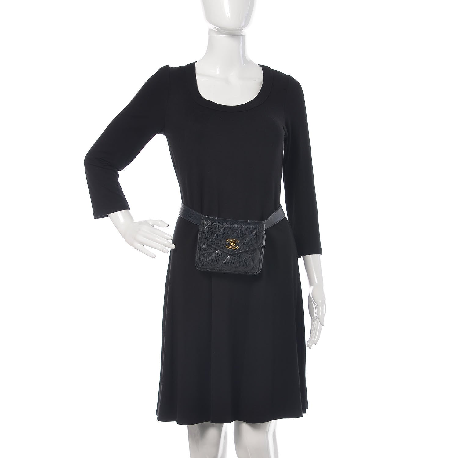 Chanel Caviar Quilted Flap Belt Bag Clutch Navy 2 of 13