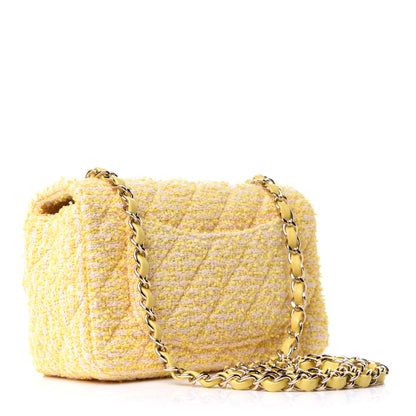Chanel Tweed Quilted Mini Rectangular Flap Yellow Pink 2 of 9