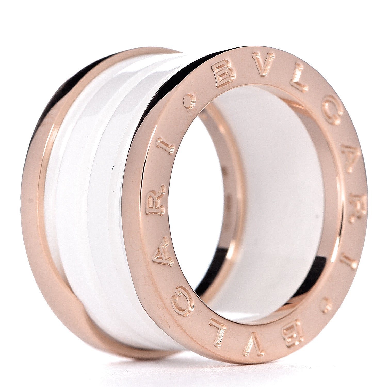 Bulgari 18K Rose Gold White Ceramic B.Zero1 Four-Band Ring 49 4.75 4 of 7