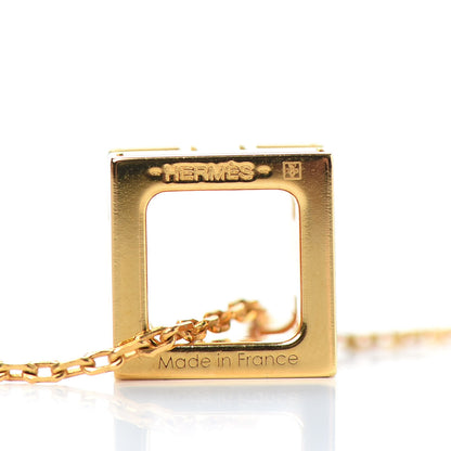 Hermes Gold Lacquered Cage d'H Pendant Necklace Black 5 of 6