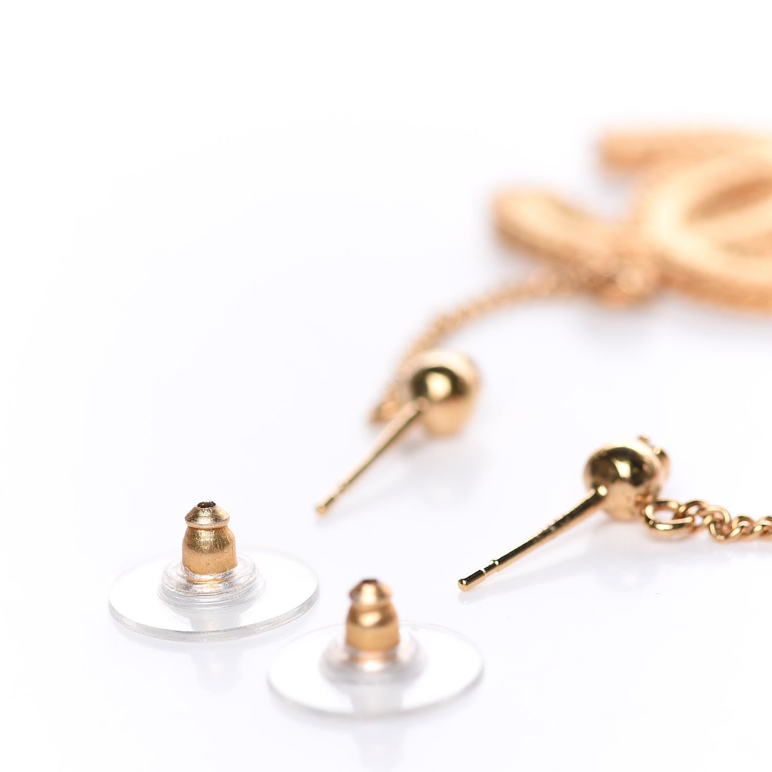 Chanel CC Drop Earrings Matte Gold 3 of 5
