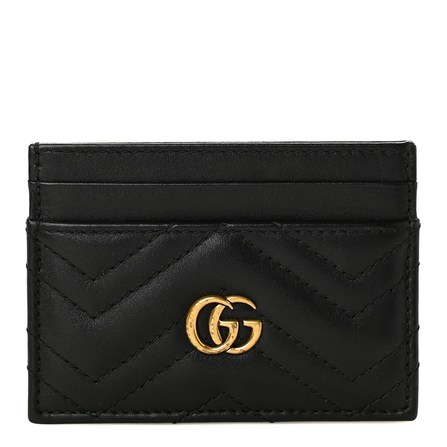 Calfskin Matelasse GG Marmont Card Holder Black