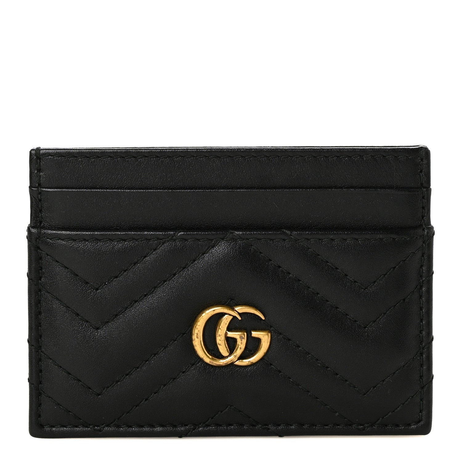 Gucci Calfskin Matelasse GG Marmont Card Holder Black 1 of 6