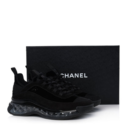 Chanel Suede Calfskin Velvet Grosgrain CC Sneakers 39 Black 9 of 9
