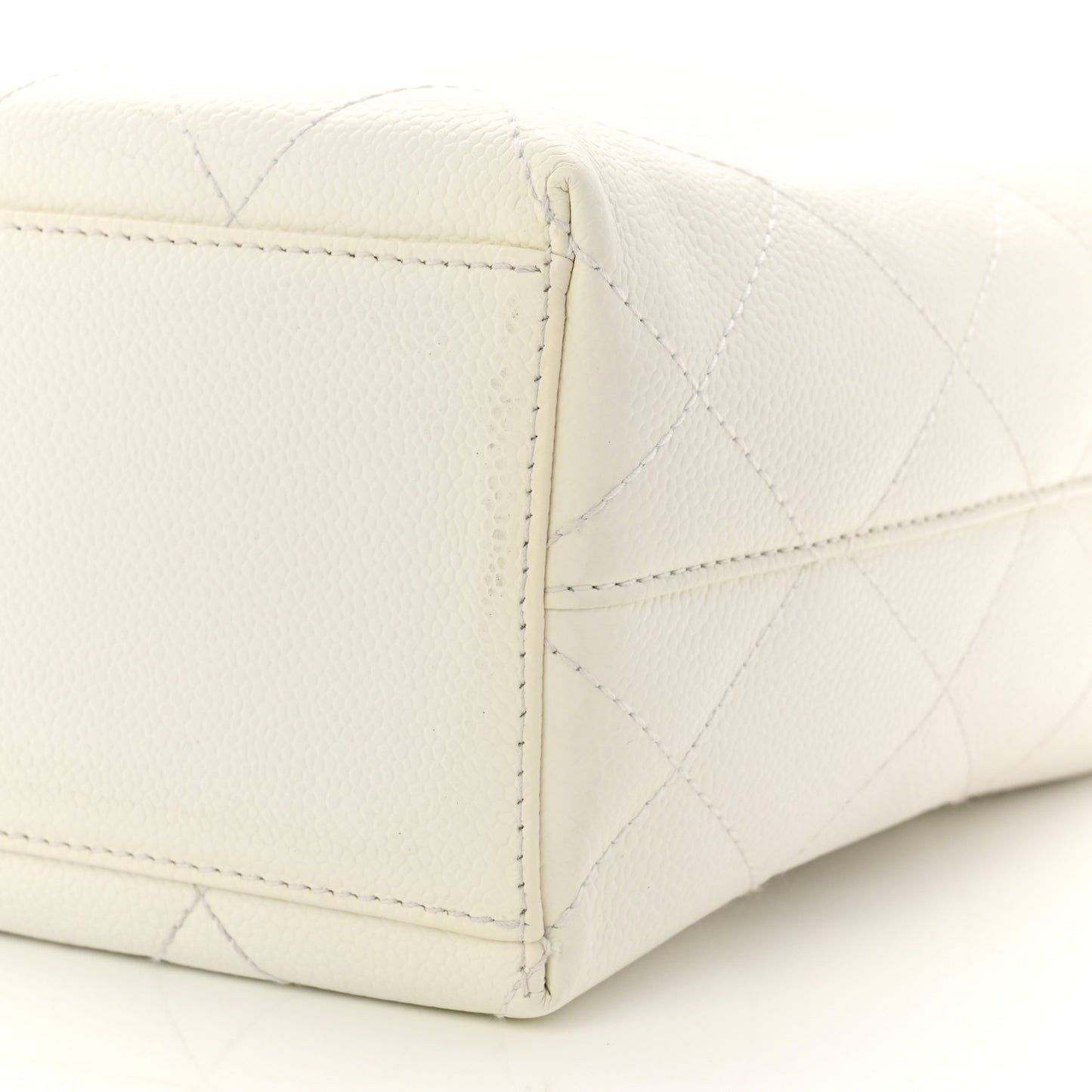 Caviar Quilted Tote With Clutch White