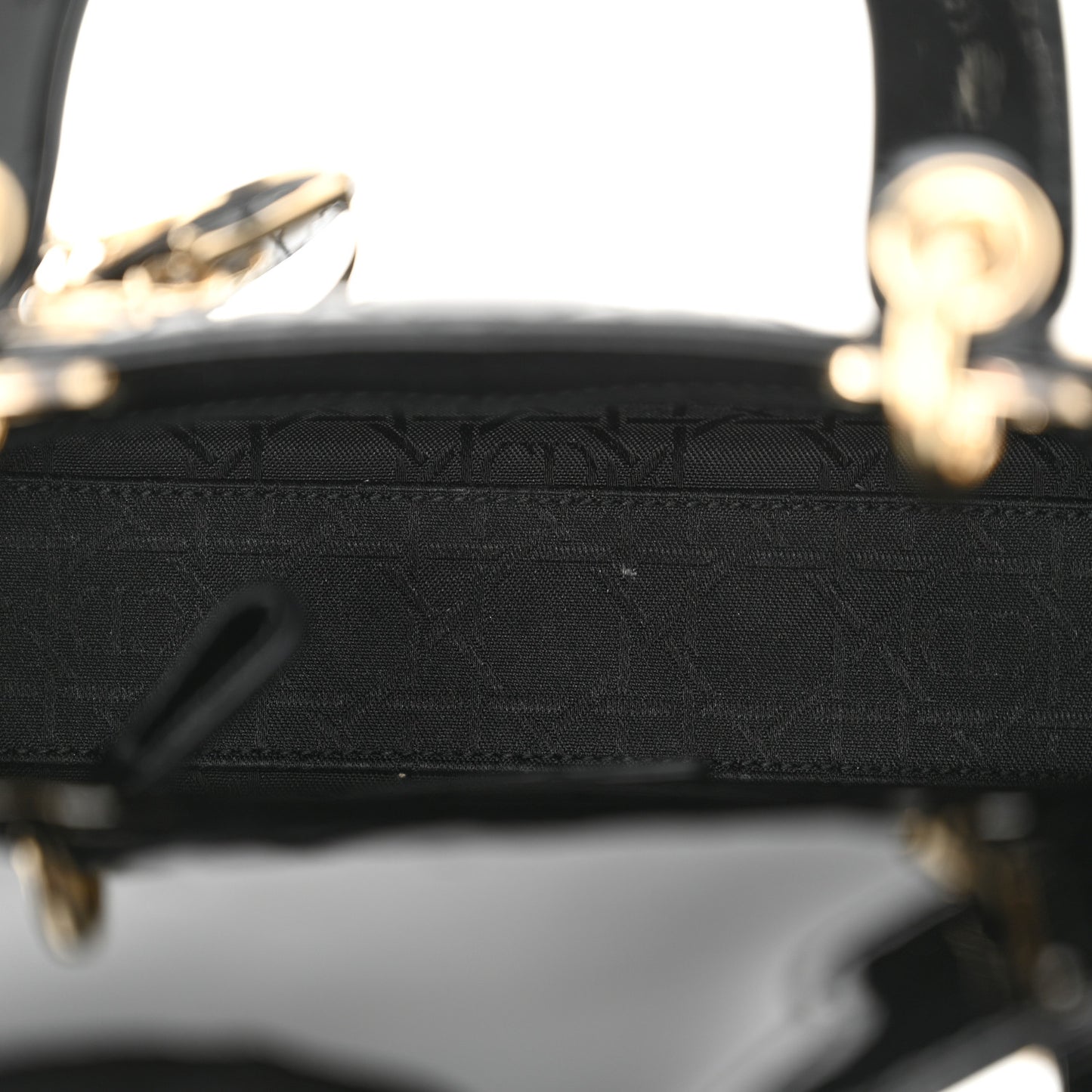Patent Cannage Mini Lady Dior Black